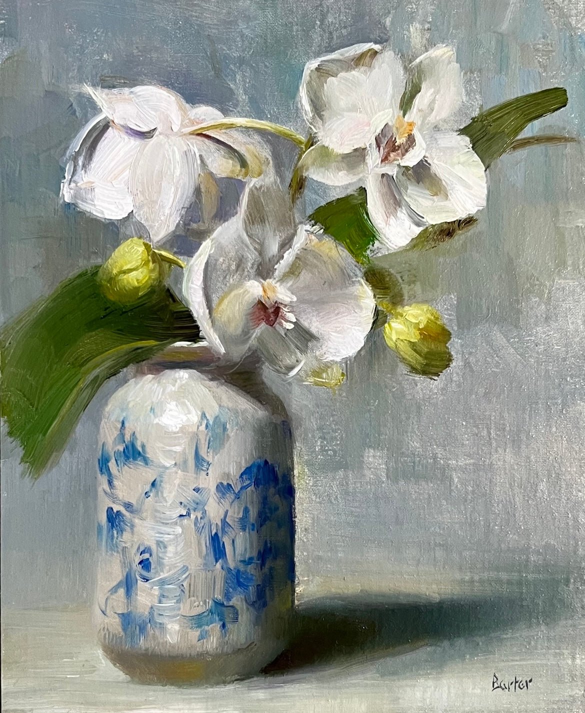 Flow Blue and Paper White Orchids by Stacy Barter at LePrince Galleries